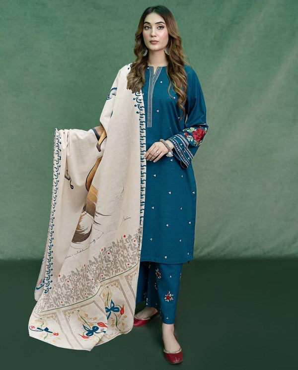 Embroided Dhanak 3PC D#16
