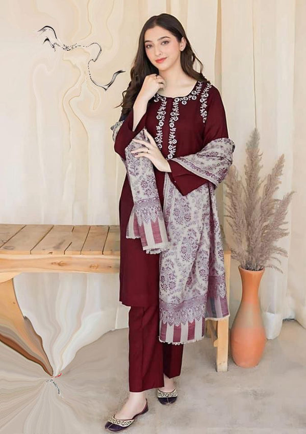 Embroided Dhanak 3PC D#22