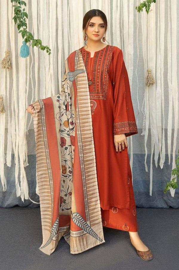 Embroided Dhanak 3PC D#6