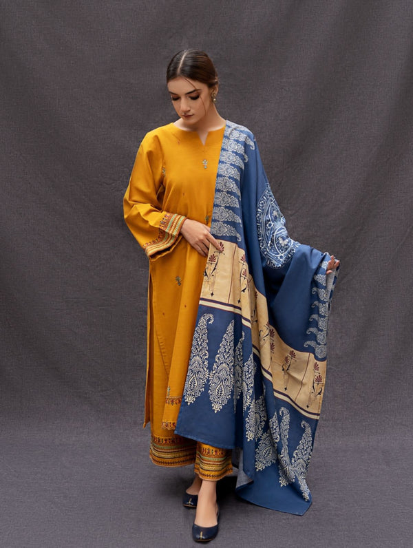 Embroided Dhanak 3PC D#27