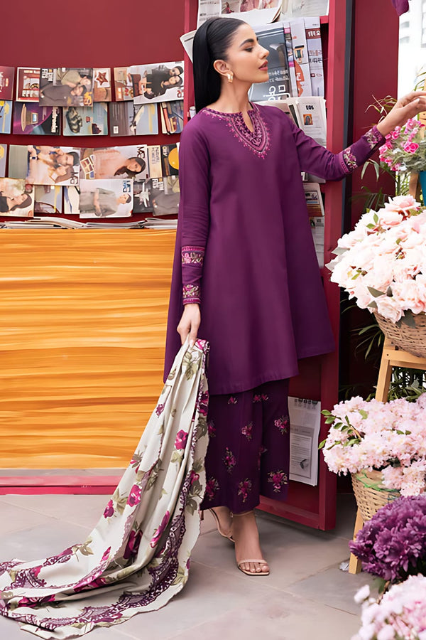 Embroided Dhanak 3PC D#24