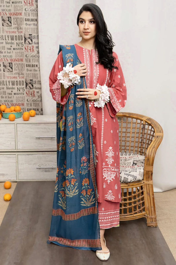Embroided Dhanak 3PC D#20