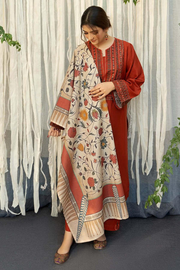 Embroided Dhanak 3PC D#9