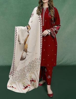 Embroided Dhanak 3PC D#17