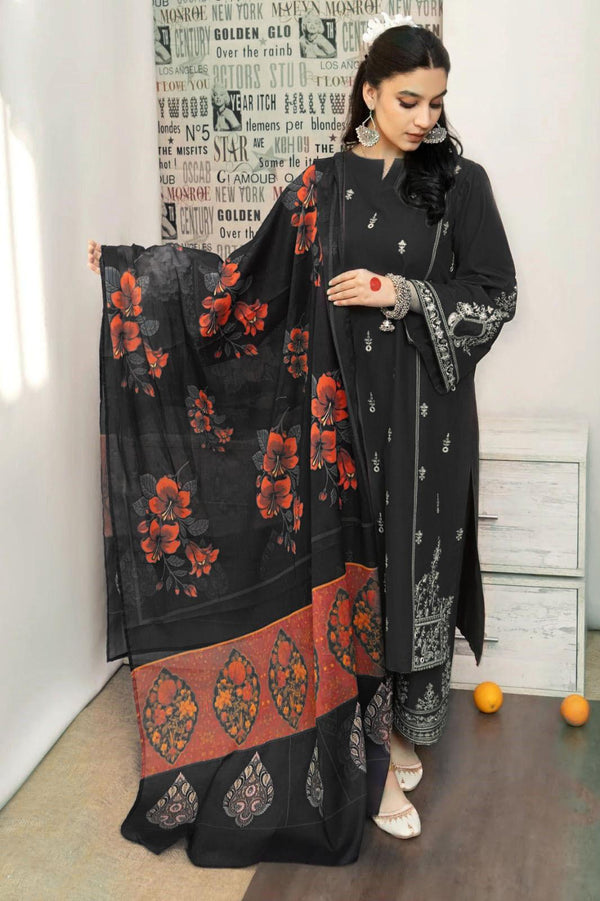 Embroided Dhanak 3PC D#5