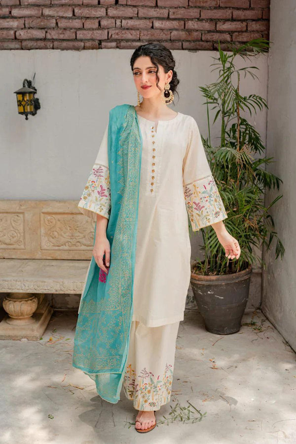 Embroided Dhanak 3PC D#14