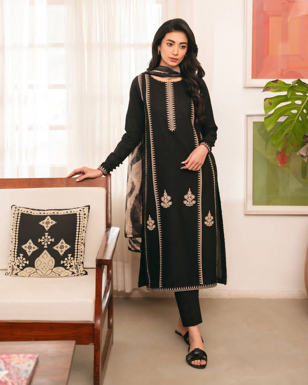 Embroided Dhanak 3PC D#28