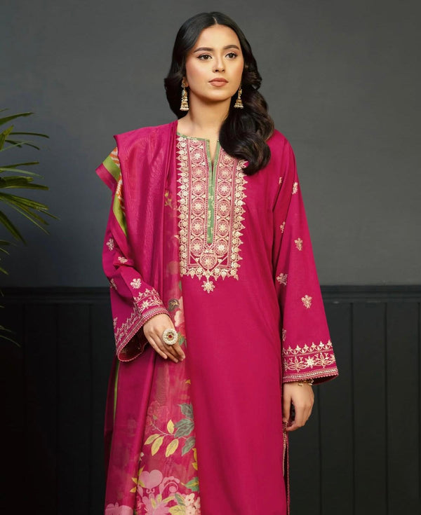 Embroided Dhanak 3PC D#1