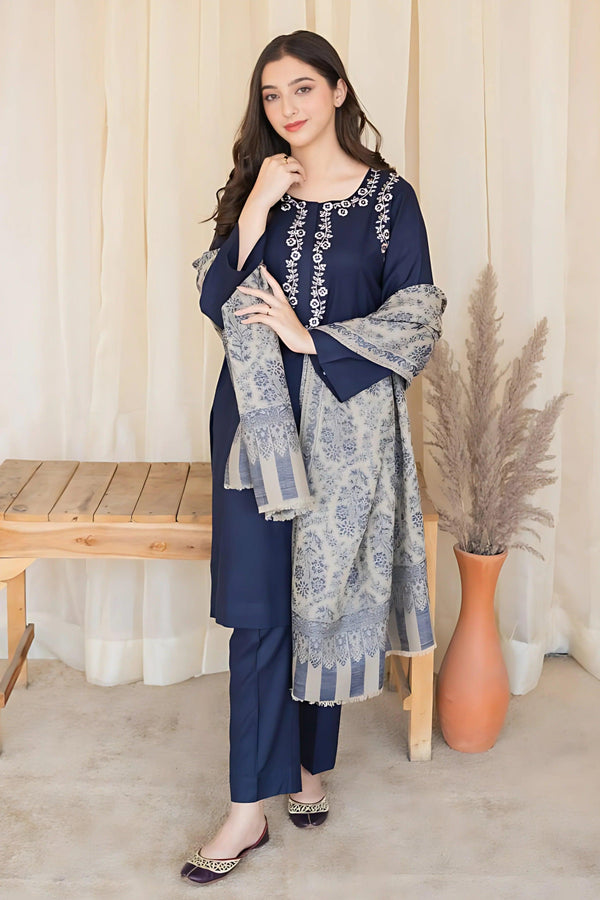 Embroided Dhanak 3PC D#7