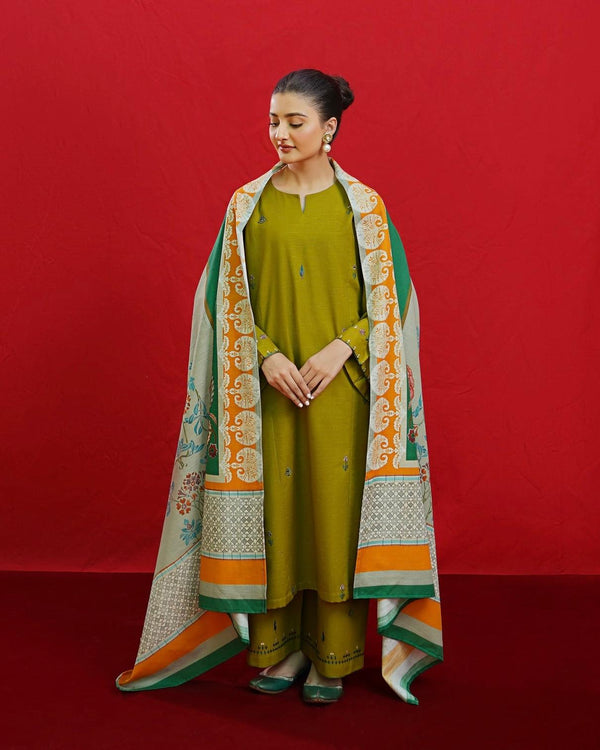 Embroided Dhanak 3PC D#3